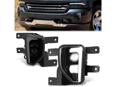 LED DRL Fog Lights; Smoked (16-18 Silverado 1500)