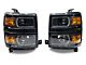 LED DRL Headlights with Amber Corners; Black Housing; Clear Lens (14-15 Silverado 1500)