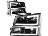 LED DRL Headlights with Clear Corners; Black Housing; Clear Lens (03-06 Silverado 1500)