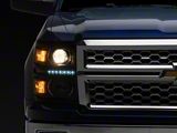 LED DRL Projector Headlights; Black Housing; Clear Lens (14-15 Silverado 1500)