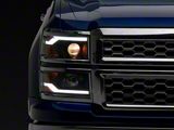 LED DRL Projector Headlights; Black Housing; Clear Lens (14-15 Silverado 1500)