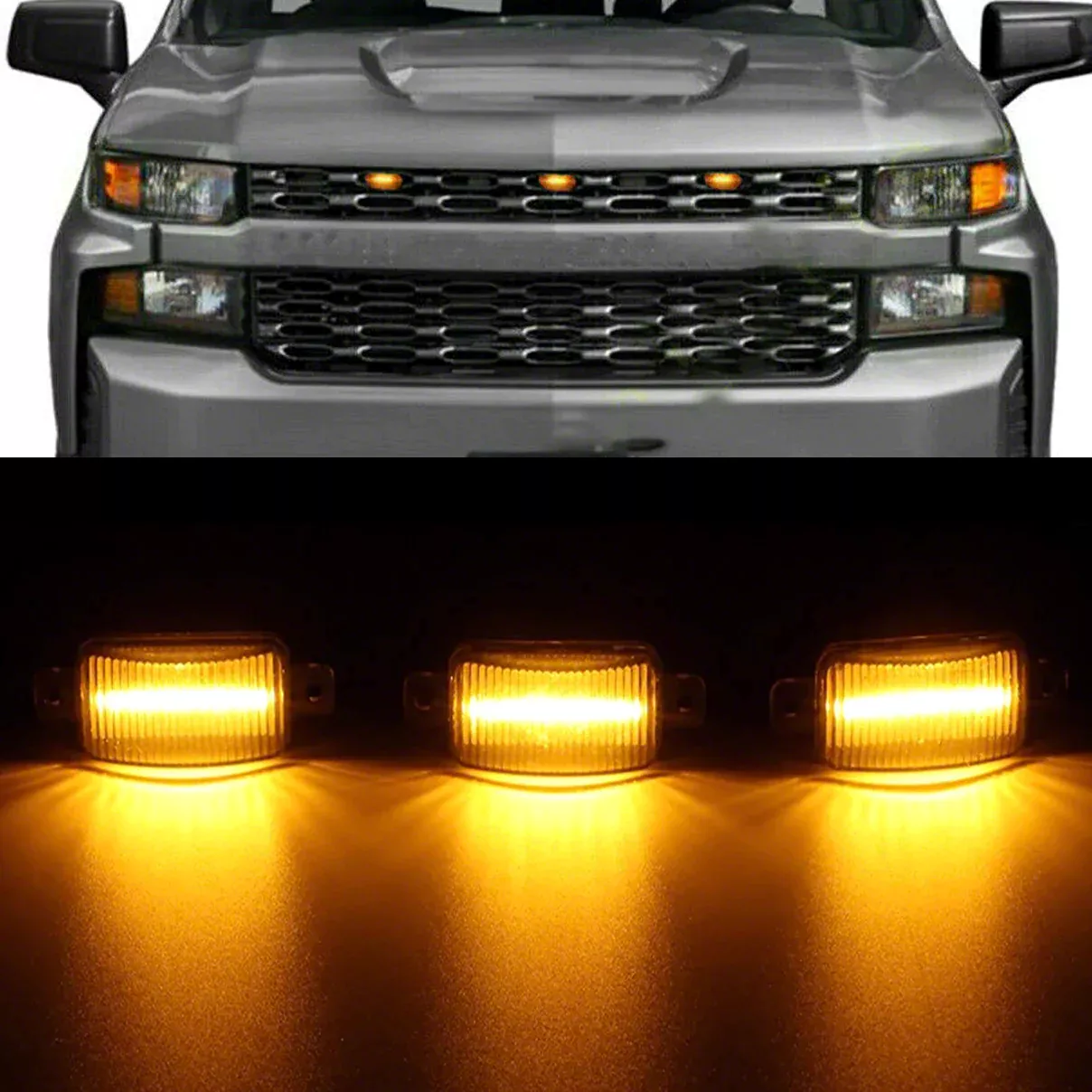 Silverado 1500 LED Grille Lights; Smoked (16-18 Silverado 1500