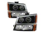 LED Halo Projector Headlights; Black Housing; Clear Lens (03-06 Silverado 1500)