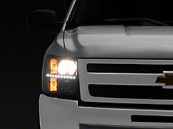 LED Reflector Headlights; Black Housing; Clear Lens (07-13 Silverado 1500)