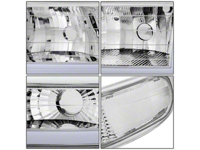 LED Switchback Headlights with Clear Corners; Chrome Housing; Clear Lens (99-02 Silverado 1500)