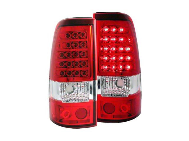LED Tail Lights; Chrome Housing; Red Lens (03-06 Silverado 1500 Fleetside)