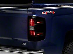 LED Tail Lights; Black Housing; Clear Lens (14-18 Silverado 1500 w/ Factory Halogen Tail Lights)