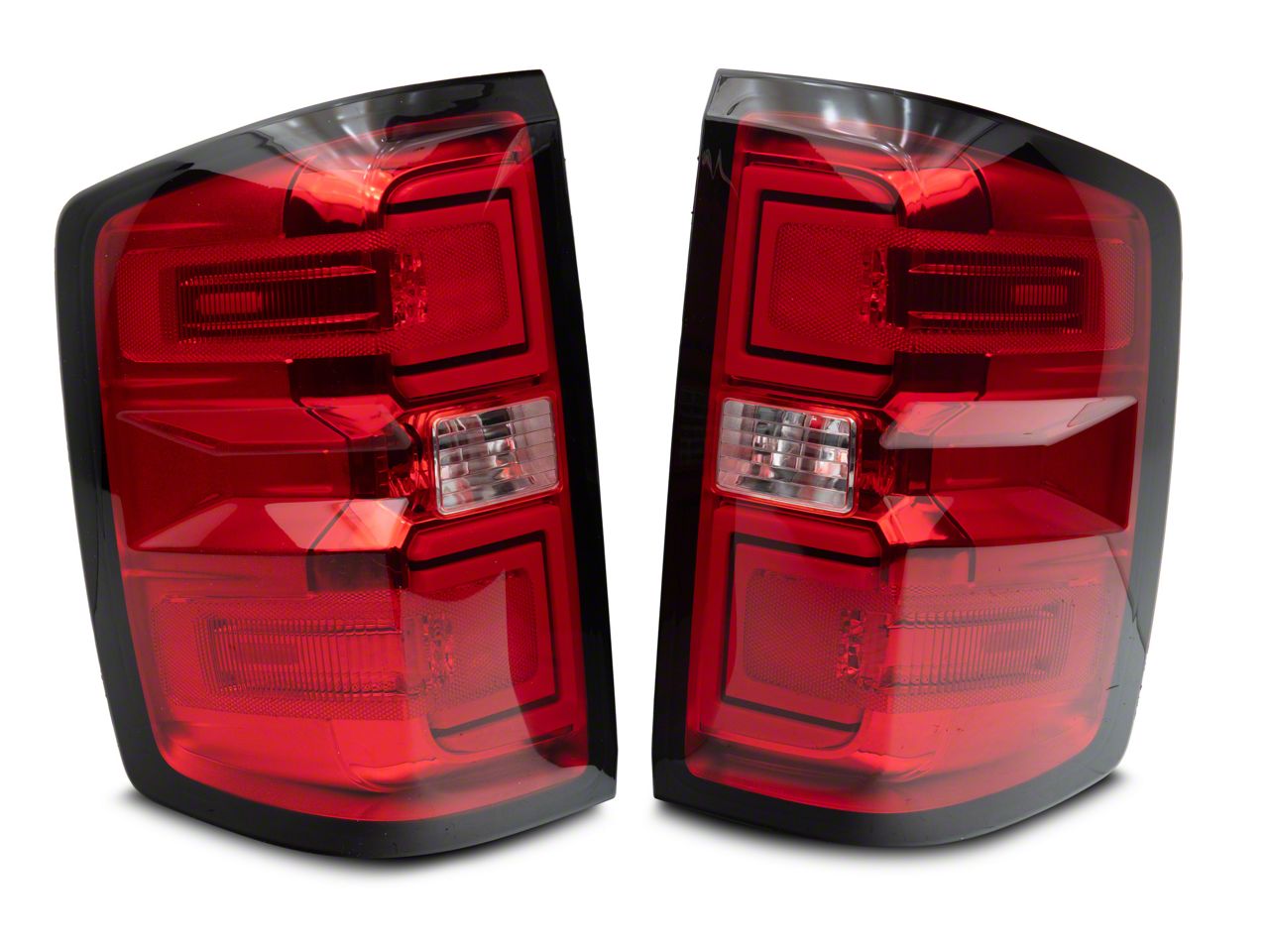 Silverado 1500 Led Tail Lights Chrome Housing Red Clear Lens 14 18 Silverado 1500 W Factory