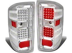 LED Tail Lights; Chrome Housing; Clear Lens (14-18 Silverado 1500 w/ Factory Halogen Tail Lights)