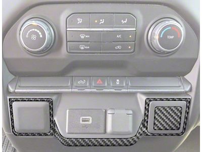 Lower Center Dash Accents; Forged Carbon Fiber (19-21 Silverado 1500; 2022 Silverado 1500 LTD)