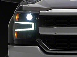 AlphaRex LUXX-Series LED Projector Headlights; Alpha Black Housing; Clear Lens (16-18 Silverado 1500 w/ Factory Halogen Turn Signals)