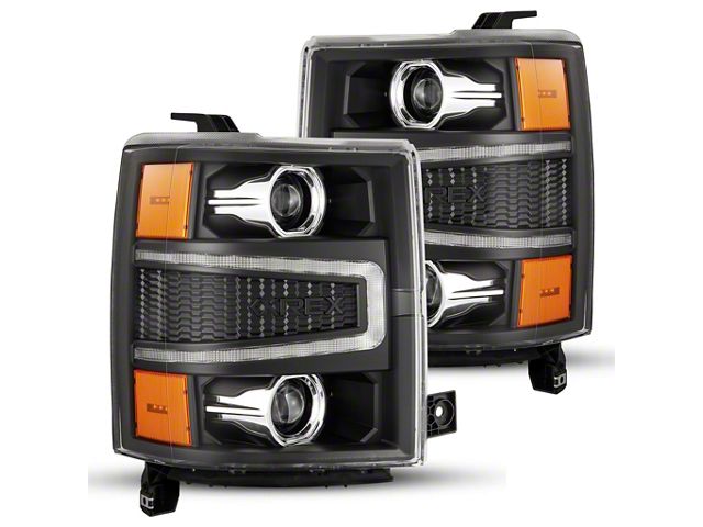 AlphaRex LUXX-Series LED Projector Headlights; Black Housing; Clear Lens (14-15 Silverado 1500)