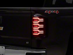 AlphaRex LUXX-Series LED Tail Lights; Black/Red Housing; Smoked Lens (14-18 Silverado 1500 w/ Factory Halogen Tail Lights)