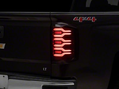 AlphaRex LUXX-Series LED Tail Lights; Black/Red Housing; Smoked Lens (14-18 Silverado 1500 w/ Factory Halogen Tail Lights)