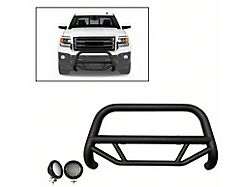 Max T Bull Bar with 5.30-Inch Black Round Flood LED Lights; Textured Black (07-18 Silverado 1500)