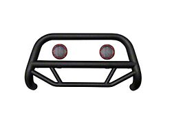 Max T Bull Bar with 5.30-Inch Red Round Flood LED Lights; Textured Black (19-25 Silverado 1500)