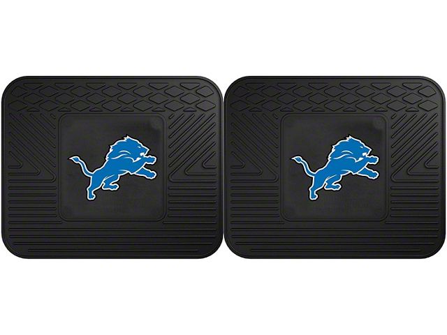 Molded Rear Floor Mats with Detroit Lions Logo (Universal; Some Adaptation May Be Required)