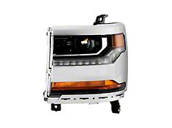 OE Style Headlight; Chrome Housing; Clear Lens; Driver Side (16-18 Silverado 1500 w/ Factory HID Headlights)