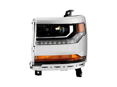 OE Style Headlight; Chrome Housing; Clear Lens; Driver Side (16-18 Silverado 1500 w/ Factory HID Headlights)