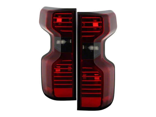 OE Style Tail Lights; Chrome Housing; Red Smoked Lens (19-21 Silverado 1500 w/ Factory Halogen Tail Lights)
