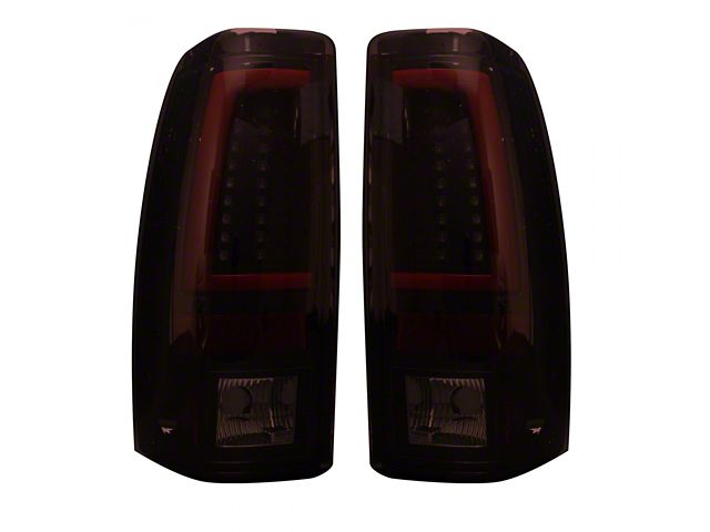 OLED Tail Lights; Chrome Housing; Dark Red Smoked Lens (99-06 Silverado 1500 Fleetside)