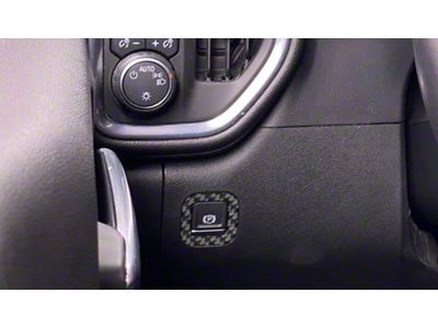 Parking Brake Accent Trim; Matte Domed Carbon Fiber (19-21 Silverado; 2022 Silverado 1500 LTD)