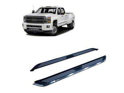 Pinnacle Running Boards; Black and Silver (99-18 Silverado 1500 Crew Cab)