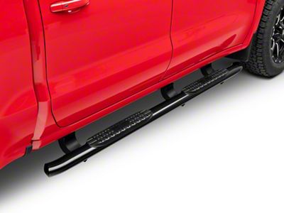 Pro Traxx 4-Inch Oval Side Step Bars; Black (19-24 Silverado 1500 Crew Cab)