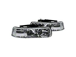 Projector Headlights; Chrome Housing; Clear Lens (99-02 Silverado 1500)