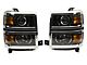 Projector Headlights with Chrome Trim; Matte Black Housing; Clear Lens (14-17 Silverado 1500 w/ Factory Halogen Headlights)