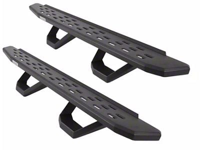 Go Rhino RB30 Running Boards with Drop Steps; Protective Bedliner Coating (19-25 Silverado 1500 Double Cab)