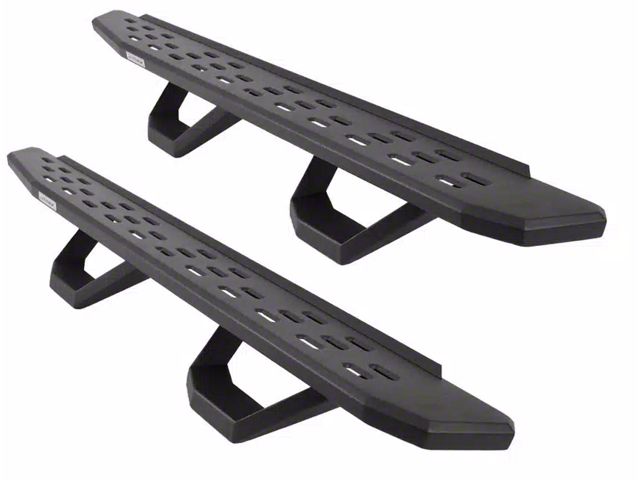 Go Rhino RB30 Running Boards with Drop Steps; Textured Black (19-24 Silverado 1500 Double Cab)
