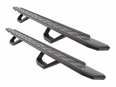 Go Rhino RB30 Running Boards with Drop Steps; Textured Black (19-25 Silverado 1500 Crew Cab)