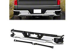 Rear Bumper; Pre-Drilled for Backup Sensors; Chrome (19-24 Silverado 1500 w/ Factory Dual Exhaust)