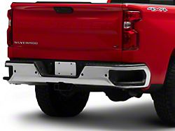 Rear Bumper; Pre-Drilled for Backup Sensors; Chrome (19-24 Silverado 1500 w/o Factory Dual Exhaust)