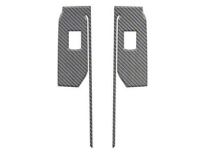 Rear Door Switch Accent Trim; Domed Matte Carbon Fiber (19-24 Silverado 1500 Double Cab, Crew Cab)