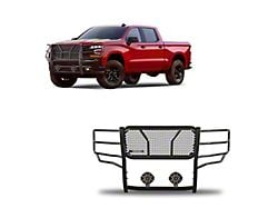 Rugged Heavy Duty Grille Guard with 7-Inch Black Round LED Lights; Black (19-21 Silverado 1500; 2022 Silverado 1500 LTD)