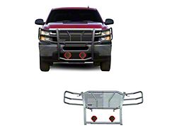 Rugged Heavy Duty Grille Guard with 7-Inch Red Round LED Lights; Black (07-13 Silverado 1500)