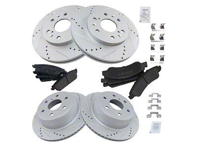 Semi-Metallic Performance 6-Lug Brake Rotor and Pad Kit; Front and Rear (07-13 Silverado 1500)