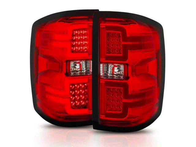 Sequential LED Tail Lights; Black Housing; Red Lens (14-18 Silverado 1500 w/ Factory Halogen Tail Lights)