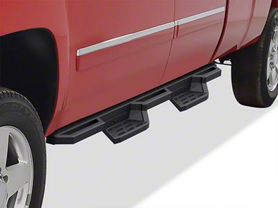 Square Tube Drop Style Nerf Side Step Bars; Matte Black (19-24 Silverado 1500 Regular Cab)