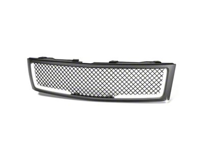 Squared Mesh Style Upper Replacement Grille with L-Pattern LED Light Bar; Black (07-13 Silverado 1500)