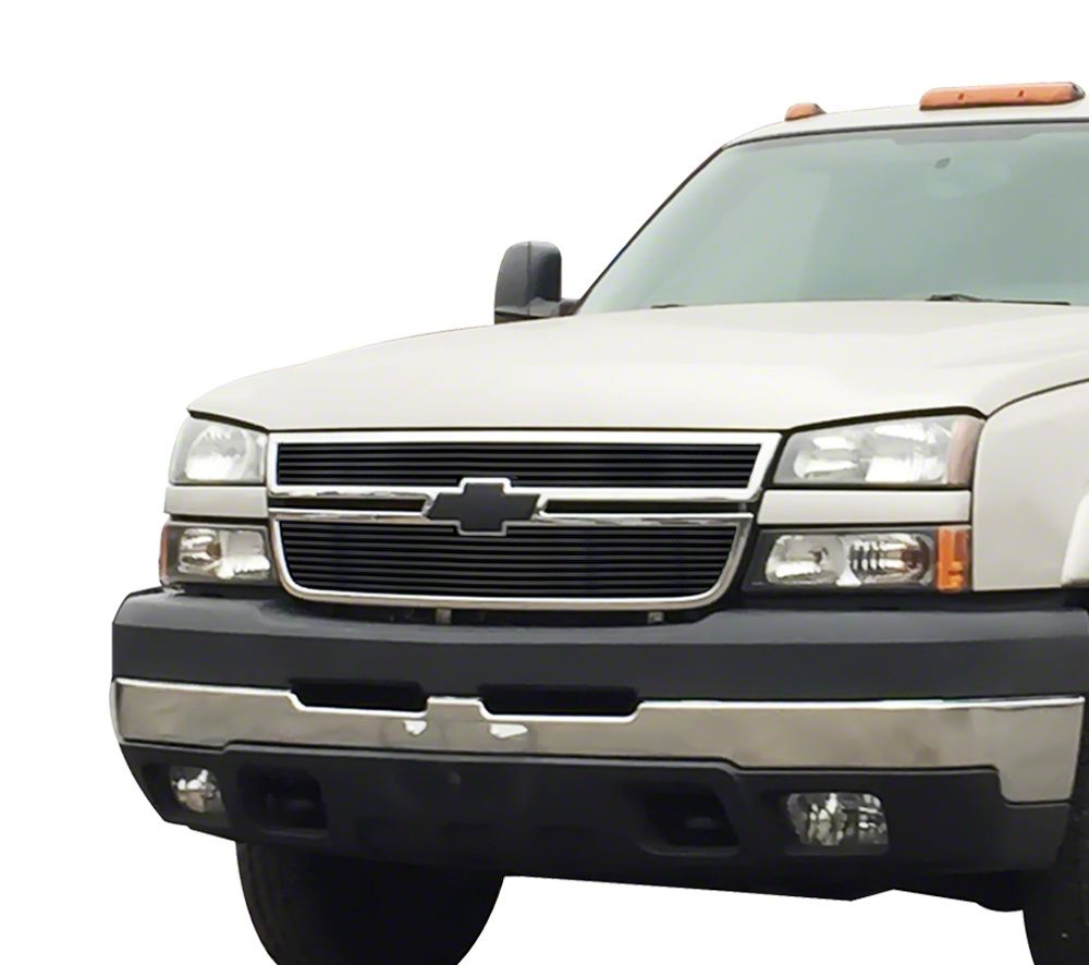 Silverado 1500 Stainless Steel Billet Upper Grille Overlay; Black (2006 ...