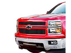 Stainless Steel Billet Upper Grille Overlay; Black (14-15 Silverado 1500 w/o Z71 Package)