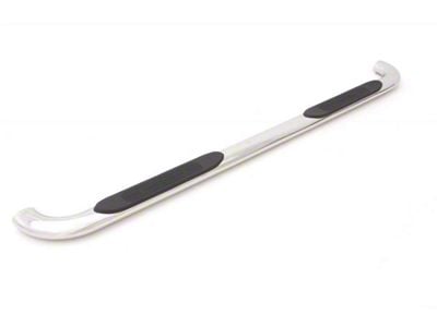 4-Inch Oval Bent Nerf Side Step Bars; Polished Stainless (19-25 Silverado 1500 Crew Cab)