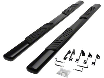 5-Inch Oval Side Step Bars; Black (04-14 Silverado 1500 Crew Cab)