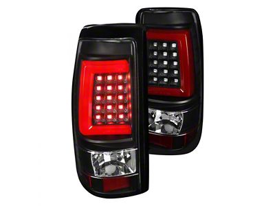 Red Bar LED Tail Lights; Black Housing; Clear Lens (03-06 Silverado 1500 Fleetside)