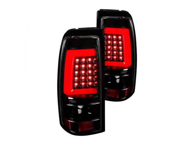 LED Tail Lights; Jet Black Housing; Clear Lens (99-02 Silverado 1500 Fleetside)