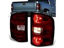 Tail Lights; Chrome Housing; Dark Red Lens (07-13 Silverado 1500)