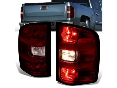 Tail Lights; Chrome Housing; Dark Red lens (07-13 Silverado 1500)